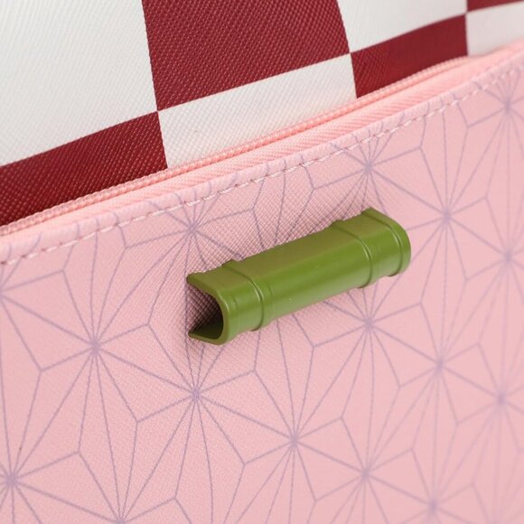 Demon Slayer Nezuko Metal Badge Women's Pink Crossbody Handbag - Picture 7 of 9